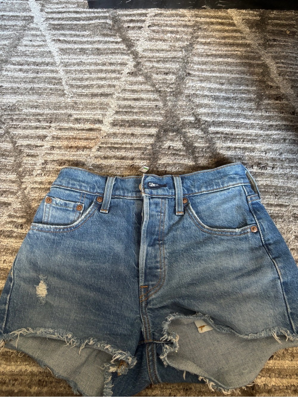 Levi's Light Blue Distressed High-Rise Jean Shorts